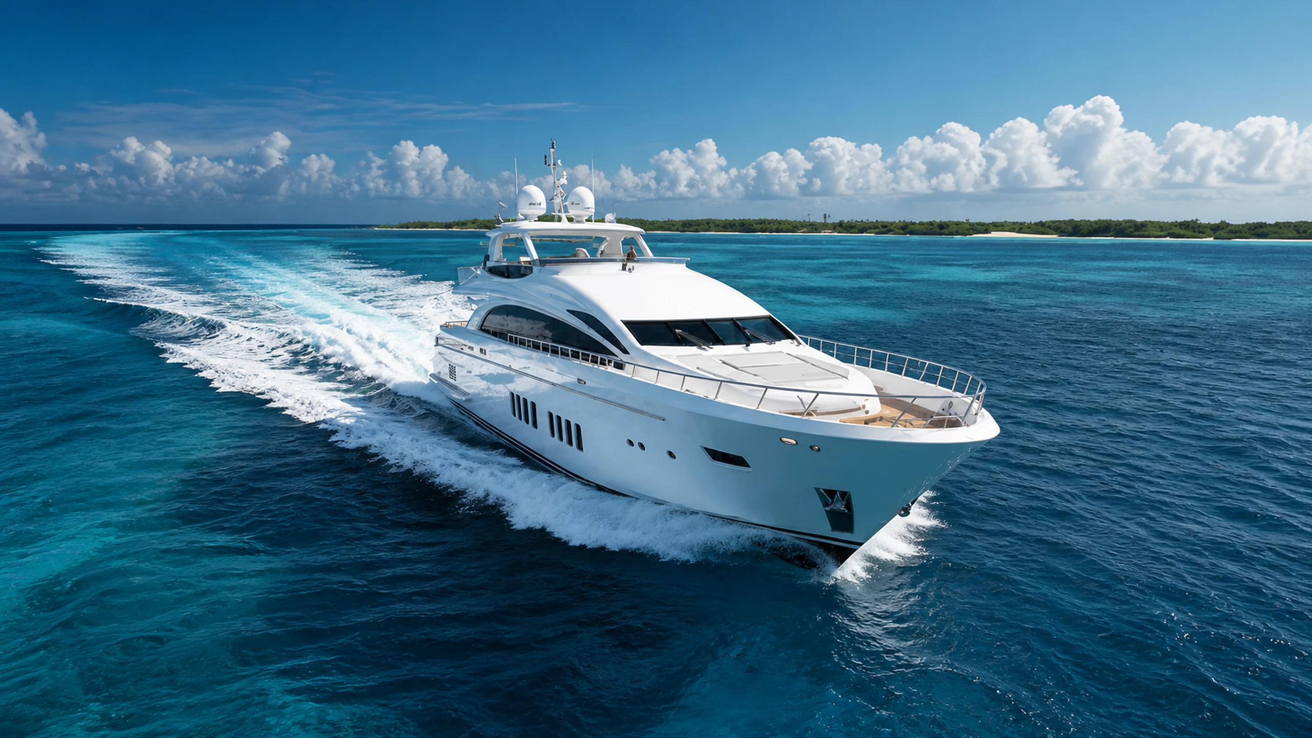 Luxury superyacht in a turquoise bay