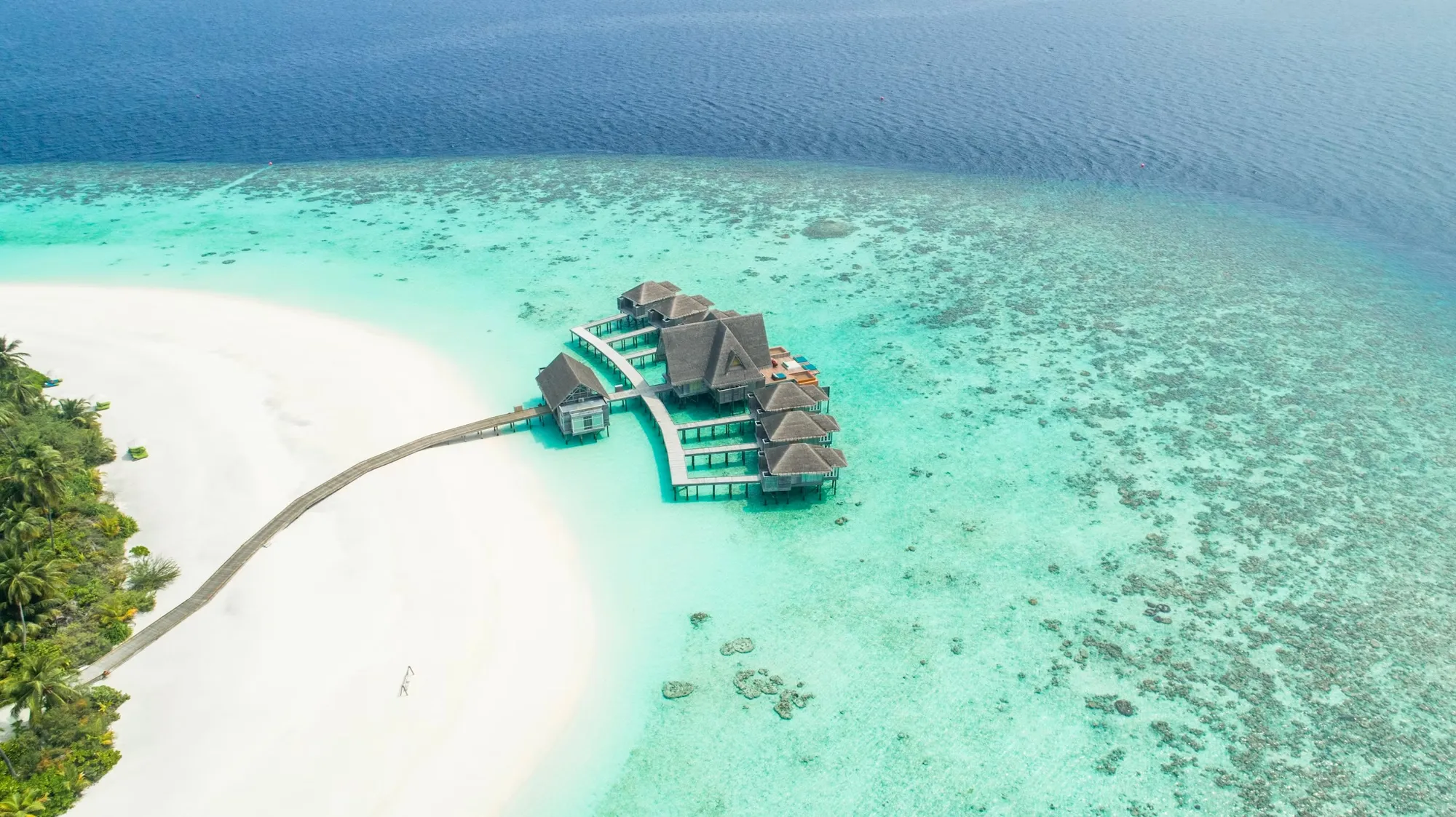 Private tropical island resort from above
